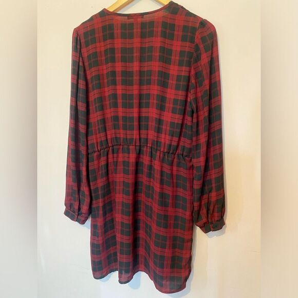 Eclipse Red and Black Plaid Mini Dress - Picture 9 of 12